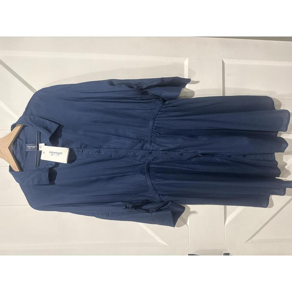 SWIMSUITS for all Navy Blue Rayon Button-Down Dress Size 18/20